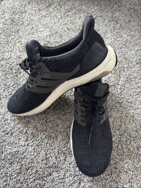 adidas Black Men's Athletic Running Shoes with White Boost Midsole